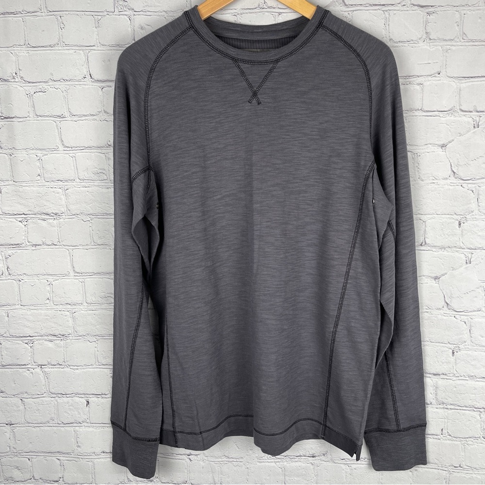 FREDERIK ANDERSON COPENHAGEN men’s grey cotton long sleeve crew neck top, size M